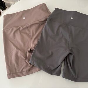 Yogalicious Gray and Tan Bike Shorts High-Waisted Stretch